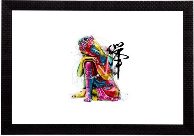 eCraftIndia Colorful Lord Buddha Satin Matt Textured UV Art Canvas 10 inch x 14 inch Painting(With Frame)