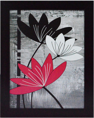 eCraftIndia Flowers Design Satin Matt Texture Canvas 13.5 inch x 10.5 inch Painting(With Frame)
