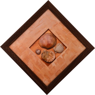 eCraftIndia Set of Shells Satin Matt Texture UV Canvas 12 inch x 12 inch Painting(With Frame)