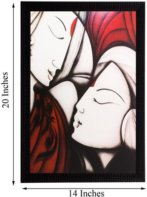 eCraftIndia Abstract Radha Krishna Canvas 20 inch x 14 inch Painting(With Frame)