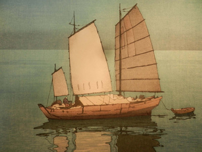 

Tallenge Japanese Art - Yoshida - Sending Boats - Large Size Unframed Digital Art Print On Photographic Paper(24 inch X 18 inch, Rolled)