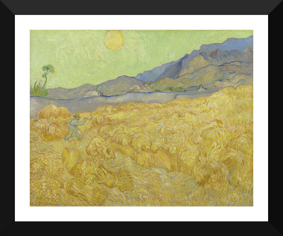 

Tallenge - Van Gogh - Wheatfield with a Reaper - Framed A3 Size Poster Paper Print(17 inch X 12 inch, Framed)