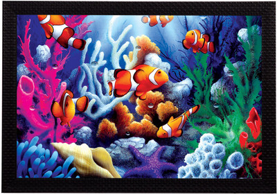 eCraftIndia Underwater View Satin Matt Textured UV Art Canvas 10 inch x 14 inch Painting(With Frame)