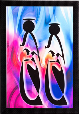 eCraftIndia Abstract Block Satin Matt Textured UV Art Canvas 14 inch x 11 inch Painting(With Frame)