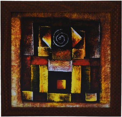 eCraftIndia Abstract Design Satin Matt Texture Canvas 11.5 inch x 11.5 inch Painting(With Frame)
