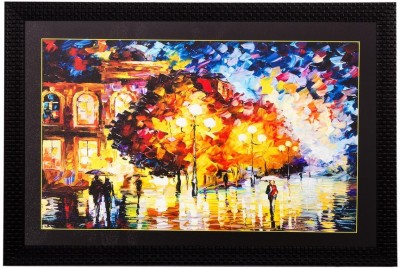 eCraftIndia Colorful City Life View Canvas 14 inch x 20 inch Painting(With Frame)