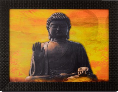 eCraftIndia Spritual Buddha Satin Matt Texture UV Canvas 11 inch x 14 inch Painting(With Frame)