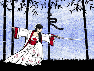 

Tallenge Japanese Art - Digital - The Female Samurai - Small Size Unframed Digital Art Print On Photographic Paper(12 inch X 9 inch, Rolled)