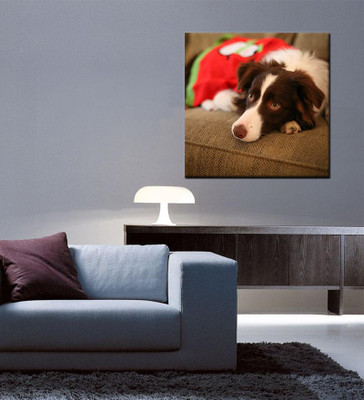 

Tallenge Christmas Collection - Dog On The Couch - Gallery Wrap Canvas Art(15 inch X 15 inch, Stretched)