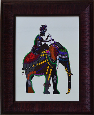 eCraftIndia Elephant Theme Satin Matt Texture Canvas 12.5 inch x 10 inch Painting(With Frame)