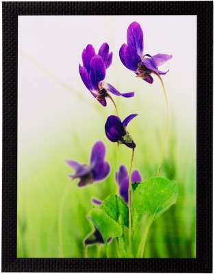 eCraftIndia Purple Flower Matt Textured UV Oil 14 inch x 11 inch Painting(With Frame)