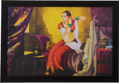 eCraftIndia Princess Make-up Scene Satin Matt Texture UV Canvas 14 inch x 20 inch Painting(With Frame)