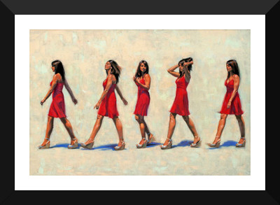 

Tallenge - Contemporary Art - That Girl In The Red Dress - A Study - Framed A3 Size Poster Paper Print(17 inch X 12 inch, Framed)