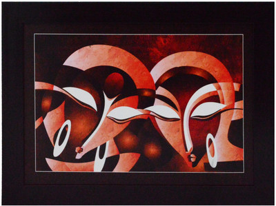 eCraftIndia Abstract Figures Satin Matt Texture Canvas 10.5 inch x 13.5 inch Painting(With Frame)