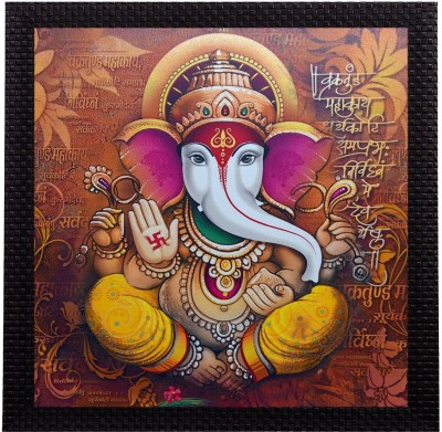 eCraftIndia Almighty Lord Ganesha Satin Matt Textured UV Canvas 10 inch x 10 inch Painting(With Frame)