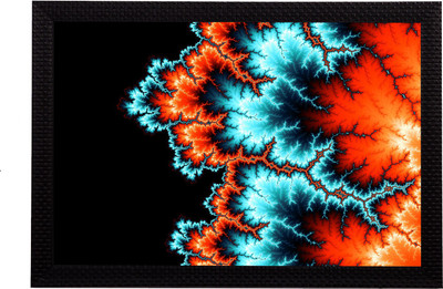eCraftIndia Abstract Blue & Orange Satin Matt Textured UV Art Canvas 14 inch x 20 inch Painting(With Frame)