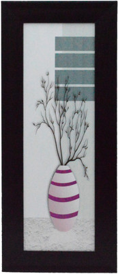 eCraftIndia Abstract Pot Design Satin Matt Texture Canvas 13.5 inch x 5.75 inch Painting(With Frame)