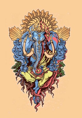 

Tallenge - Modern Art - Ganpati Vinayak - Unframed Rolled Digital Art Print On Photographic Paper(30 inch X 21 inch, Rolled)