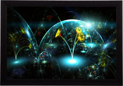 eCraftIndia Neon Glowing Floral Satin Matt Textured UV Art Canvas 14 inch x 20 inch Painting(With Frame)