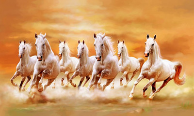 

Art Factory Vaastu Seven Horse canvas Painting (Small) - Copy Right Protected Canvas Art(12 inch X 20 inch)