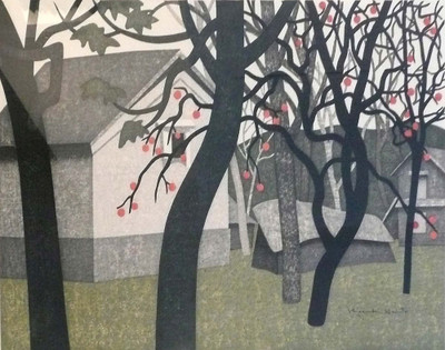 

Tallenge Japanese Art - Kiyoshi Saito - Persimmon Grove - Small Size Unframed Digital Art Print On Photographic Paper(12 inch X 9 inch, Rolled)