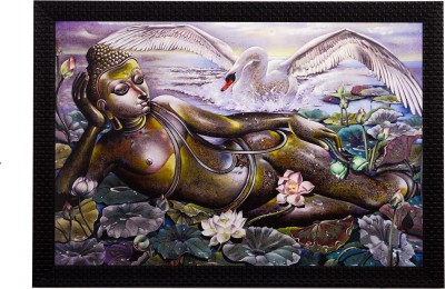 eCraftIndia Resting Lord Buddha Satin Matt Textured UV Art Canvas 11 inch x 14 inch Painting(With Frame)