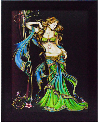 eCraftIndia Beautiful Angel Satin Matt Texture Canvas 13.5 inch x 10.5 inch Painting(With Frame)