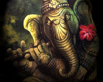

Tallenge - Ganapati Vinayak Playing Flute - Unframed Rolled Digital Art Print On Photographic Paper(18 inch X 14 inch, Rolled)