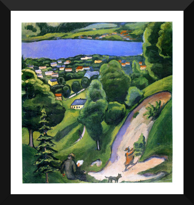 

Tallenge - August Macke - Landscape On The Teggernsee With A Reading Man - Framed A3 Size Poster Paper Print(17 inch X 12 inch, Framed)