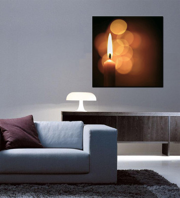 

Tallenge Christmas Collection - Burning Candle With Bokeh Background - Gallery Wrap Canvas Art(15 inch X 15 inch, Stretched)