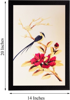 eCraftIndia Bird & Flower Canvas 20 inch x 14 inch Painting(With Frame)