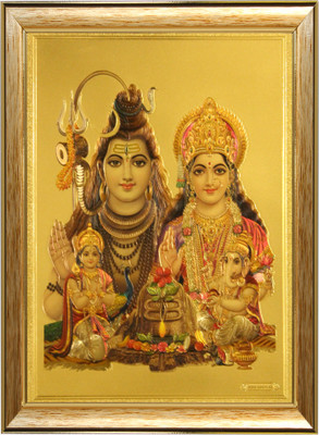 SAF Shiv Parivar in Golden Foil Canvas Painting(12 inch x 10 inch) available at flipkart for Rs.389