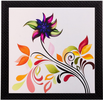 eCraftIndia Colorful Leaves Matt Textured UV Oil 14 inch x 14 inch Painting(With Frame)