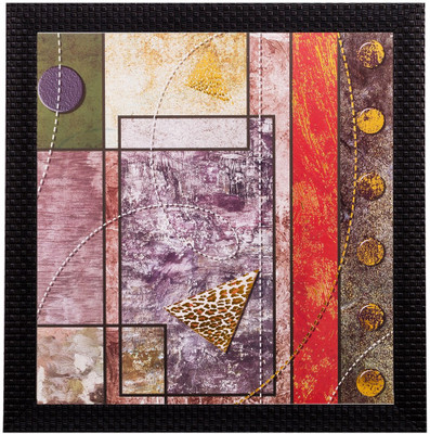 eCraftIndia Abstract Matt Textured UV Oil 14 inch x 14 inch Painting(With Frame)
