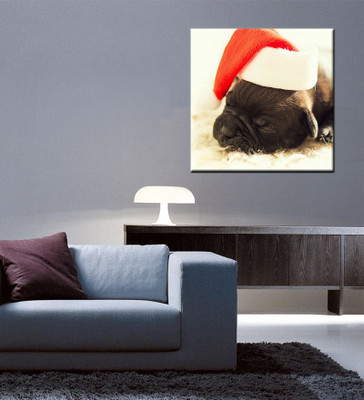 

Tallenge Christmas Collection - Adorable Dog With Hat - Gallery Wrap Canvas Art(15 inch X 15 inch, Stretched)