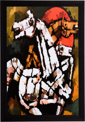 eCraftIndia Horses Abstract Satin Matt Textured UV Art Canvas 14 inch x 11 inch Painting(With Frame)