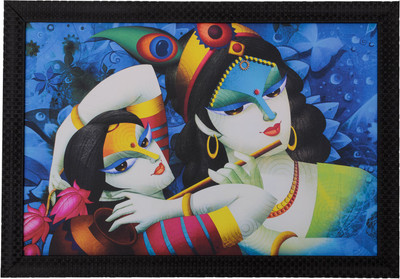 eCraftIndia Radha Krishna Satin Matt Texture UV Canvas 14 inch x 20 inch Painting(With Frame)