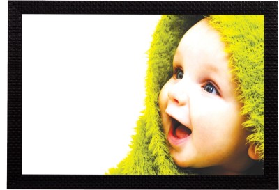 eCraftIndia Laughing Baby Satin Matt Textured UV Art Canvas 14 inch x 20 inch Painting(With Frame)