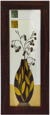 eCraftIndia Abstract Pot Satin Matt Texture Canvas 13.5 inch x 5.75 inch Painting(With Frame)