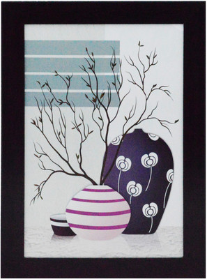 eCraftIndia Abstract Pot Satin Matt Texture Canvas 13.5 inch x 10.5 inch Painting(With Frame)