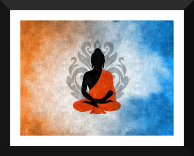 

Tallenge - Buddha Silhouette with Lotus Flower Background - Framed A3 Size Poster Paper Print(17 inch X 12 inch, Framed)