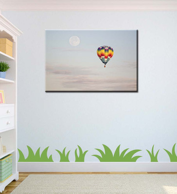 

Tallenge Art For Kids Room Décor - Colorful Hot Air Balloon In The Sky With Moon In The Background - A3 Size Rolled Poster Paper Print(16.5 inch X 11.7 inch, Rolled)