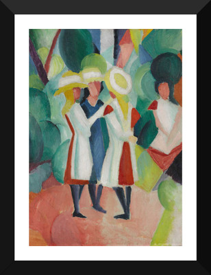

Tallenge - August Macke - Three Girls In Yellow Straw Hats I - Framed A3 Size Poster Paper Print(17 inch X 12 inch, Framed)