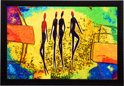 eCraftIndia Abstract Figurine Satin Matt Textured UV Art Canvas 11 inch x 14 inch Painting(With Frame)