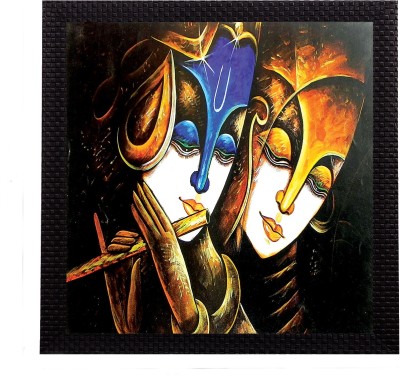 eCraftIndia Divine Radha Krishna Satin Matt Textured UV Canvas 10 inch x 10 inch Painting(With Frame)