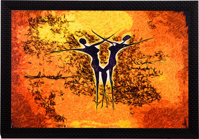 eCraftIndia Dance Abstract Satin Matt Textured UV Art Canvas 11 inch x 14 inch Painting(With Frame)