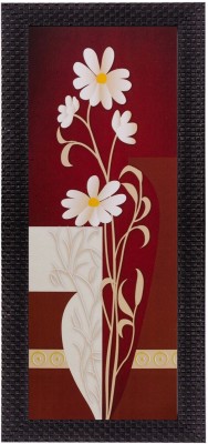 eCraftIndia Botanical Floral Satin Matt Textured UV Canvas 14 inch x 6 inch Painting(With Frame)