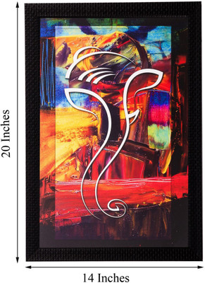 eCraftIndia Abstract Lord Ganesha Canvas 20 inch x 14 inch Painting(With Frame)