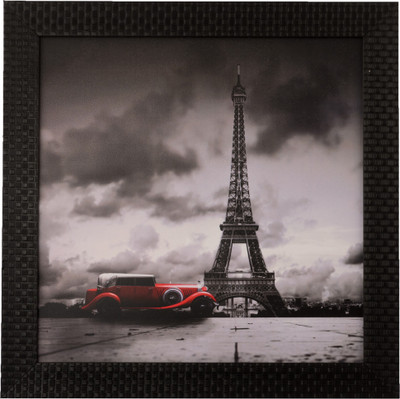 eCraftIndia Eiffel Tower Satin Matt Texture UV Canvas 12 inch x 12 inch Painting(With Frame)