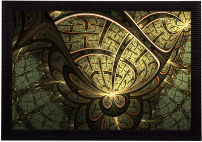 eCraftIndia Green Abstract Satin Matt Textured UV Art Canvas 10 inch x 14 inch Painting(With Frame)
